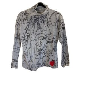 Desigual Gray Women’s Moto Gray Zip Up Embroidered Accent Sz L